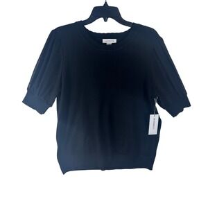 Liz Claiborne Womens Black Puff Sleeve Crew Neck Sweater Size Large NEW